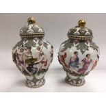 A pair of early Naples vases and covers, approx 22