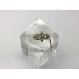 A 14ct gold marquee shaped multi stone diamond clu