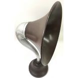 A vintage BTH chrome and Bakelite gramophone horn.Approx 56cm high