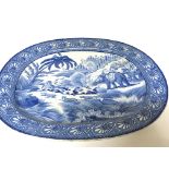 A large 19th Century blue and white meat plate Ind