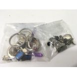 Two bags of mixed silver jewellery.Approx 74g