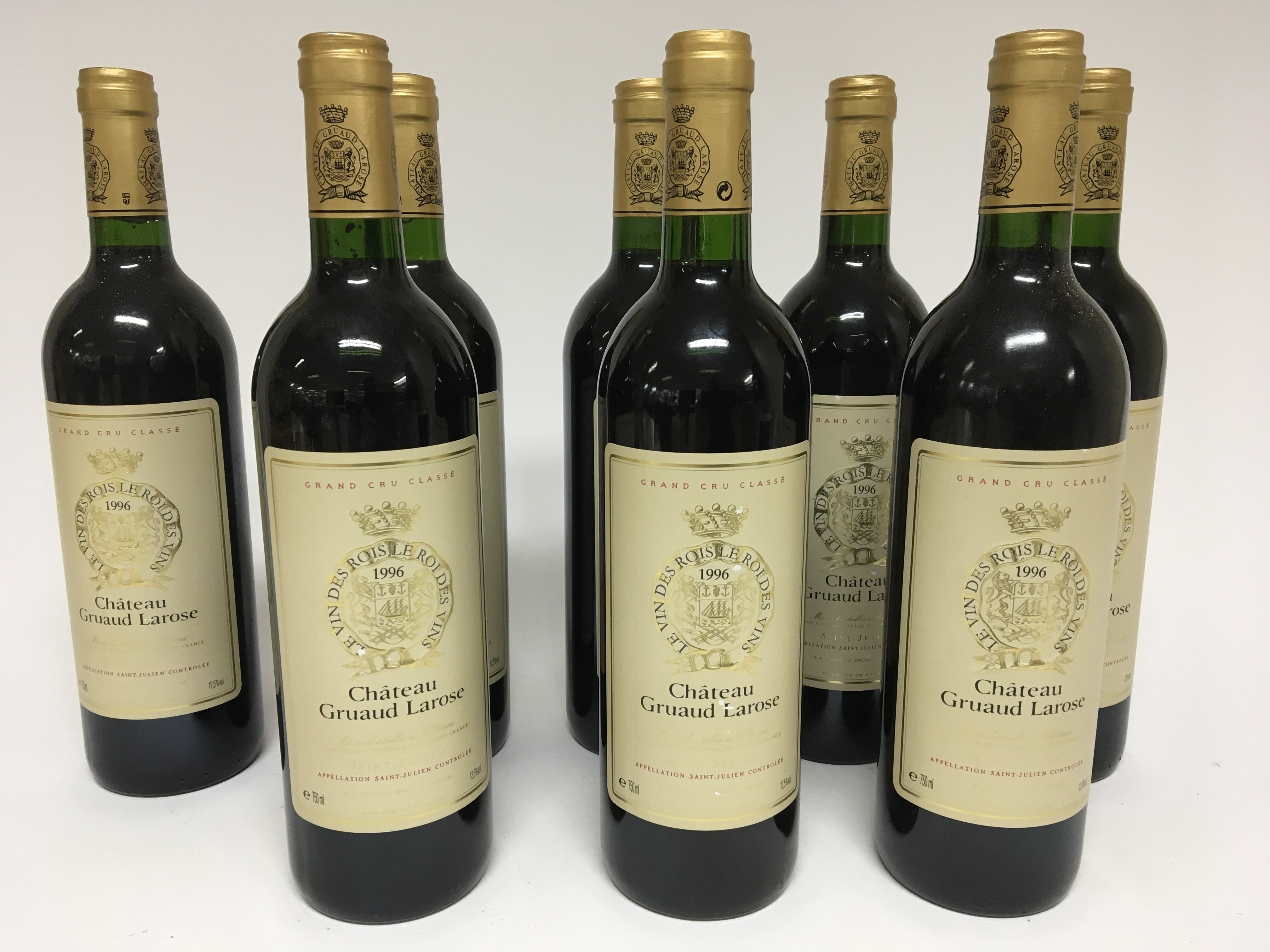 Eight bottles of wine Chateau Gruaud Larose 1996.