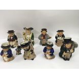 Eight Roy Kirkham character jugs - NO RESERVE