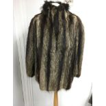 A vintage Jacques Saint Laurent cropped fur jacket with two tone brown stripe pattern,.Approx size