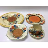 A collection of Clarice Cliff crocus pattern tea w