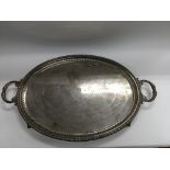 A silver plated gallery tray with twin handles - N