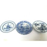 WITHDRAWN - A 19th century plate decorated with a hunting scene Death of the Bear and two 18th Centu