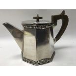 A silver plated octagonal teapot with solid silver mounts- see underneath