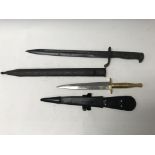 A German WW2 police bayonet with scabbard and a Fa