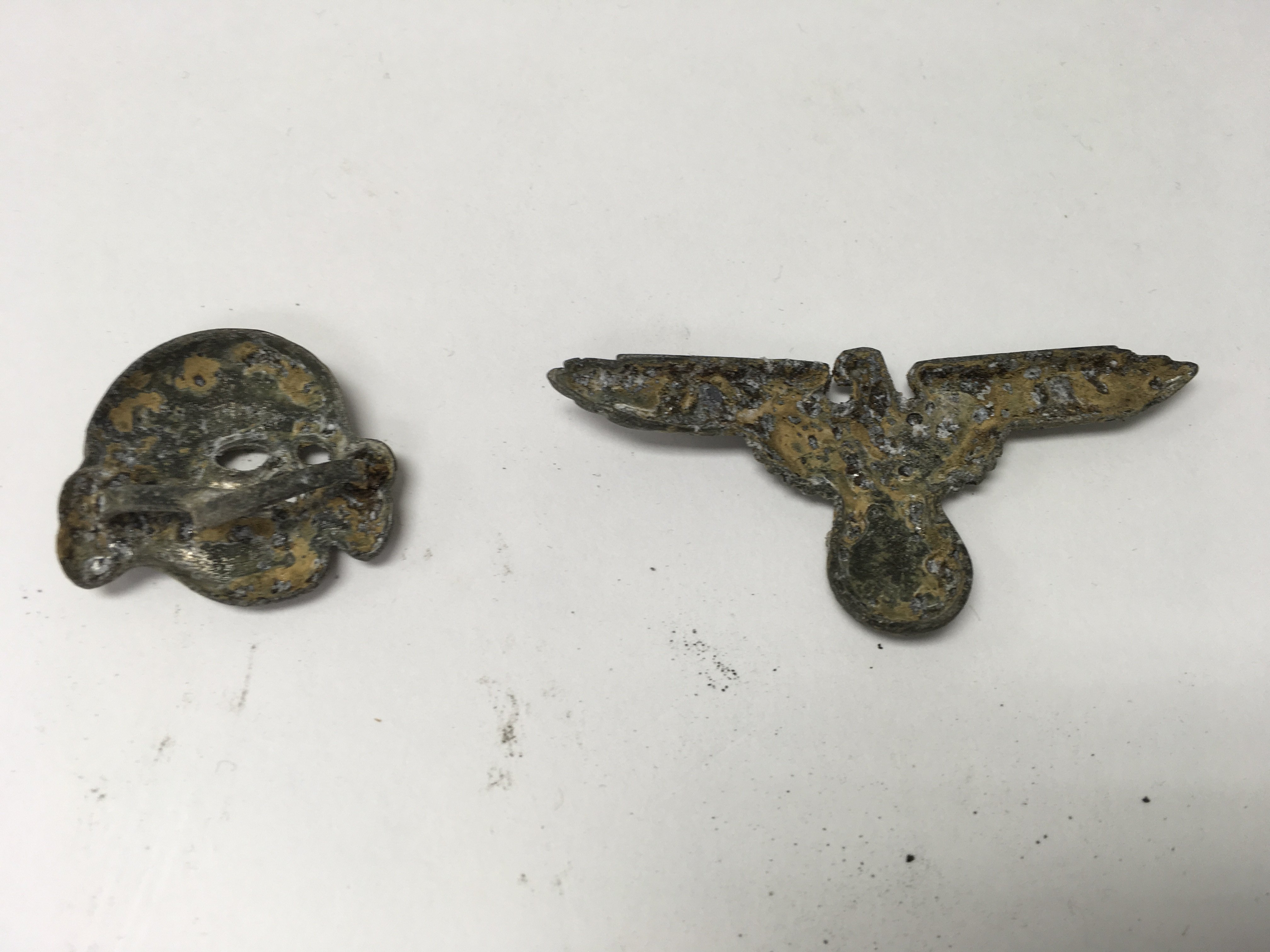 A pair of German WW2 style Waffen SS cap badges of - Image 2 of 2