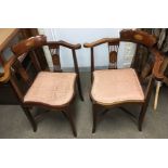 A pair of a Edwardian inlaid corner chairs