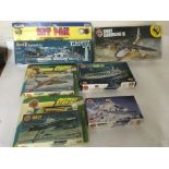 A collection of boxed unused Airfix models including Planes and boats