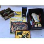 Meccano, box of good condition loose Meccano , many parts, gears , clockwork motor and manuals, also