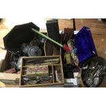 Two boxes of assorted odds including metalware