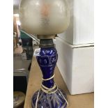 A blue glass side lamp