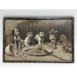 A framed and glazed Cecil Aldin print of dogs, app