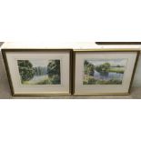 Two framed Ashley Bryant landscape watercolours, signed. Approx 50x59cm - NO RESERVE