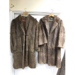 Two vintage. full length brown fur coats.Approx size 12- 14 - NO RESERVE