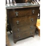 A walnut four drawer chest, approx 50cm x 38cm x 71cm.