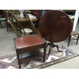A round tilt top table together with a small occasional table with drawer (2).