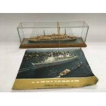 A cased model display of SS Rotterdam, ship model Richard Wagner Riway Flensburg, together with a