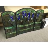 A glass firescreen with leadlight panels, approx 7