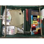 Four boxes consisting of first day covers, stamps, postcards and empty postcard albums - NO RESERVE