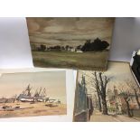 A group of five other unframed watercolours by F I Naylor, including views of Hampstead and Herts