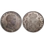 World Coins, Spain, Ferdinand VII, 20 reales de Vellon, 1821SR, Madrid, bare head r., rev. crowned
