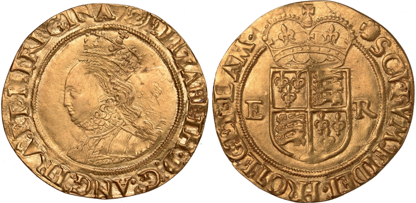 British Coins, Elizabeth I, first to fourth issues, half pound, mm. rose (1565), crowned bust l.,