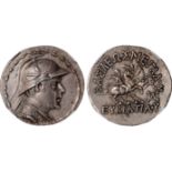 Ancient Coins, Greek, Bactria, Eucratides I (170-145 BC), tetradrachm, dr., cuir. bust r., wearing