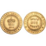 World Coins, Australia, Victoria, Adelaide pound, 1852, type two, dentillated inner border on