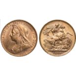 World Coins, Australia, Victoria, sovereign, 1899P, veiled bust l., rev. St. George and the