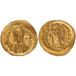 Ancient Coins, Byzantine, Anastasius (491-518), gold solidus, Constantinople, officina E, helmeted