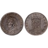 British Coins, Oliver Cromwell, shilling, 1658, by Thomas Simon, laur. and dr. bust l., rev. crowned