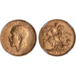 World Coins, Australia, George V, sovereign, 1924S, bare head l., rev. St. George and the dragon,