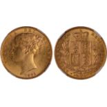 World Coins, Australia, Victoria, sovereign, 1883M, young head l., rev. crowned shield of arms