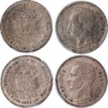 World Coins, Venezuela, Republic, 50 centimos (½ bolivar) (2): 1893A; 1901, shield of arms within