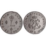 World Coins, French Colonies, Louis XV, billon 2 sols, 1762BB (Strasbourg), crowned L with three