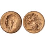 World Coins, Canada, George V, sovereign, 1914C, bare head l., rev. St. George and the dragon, C