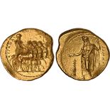 Ancient Coins, Greek, Kyrene, Kyrenaika (322-313 BC), gold stater, Magistrate Polianthes, KYPANAION,