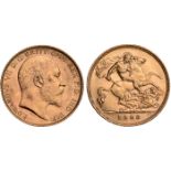 World Coins, Australia, Edward VII, half sovereign, 1908P, bare head r., rev. St. George and the