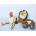 Three animal related items comprising fox, chicken and tortoise