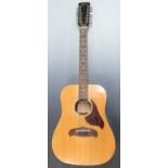 Kimbard twelve string acoustic guitar model 7/V, labelled made in Japan for FCN England