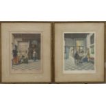 Antoine Gaymard, pair of signed mezzotints of 18thC interior scenes, each 38 x 30cm