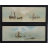 Garman Morris pair of maritime prints Grey Morning and Moonrise, 18 x 53cm