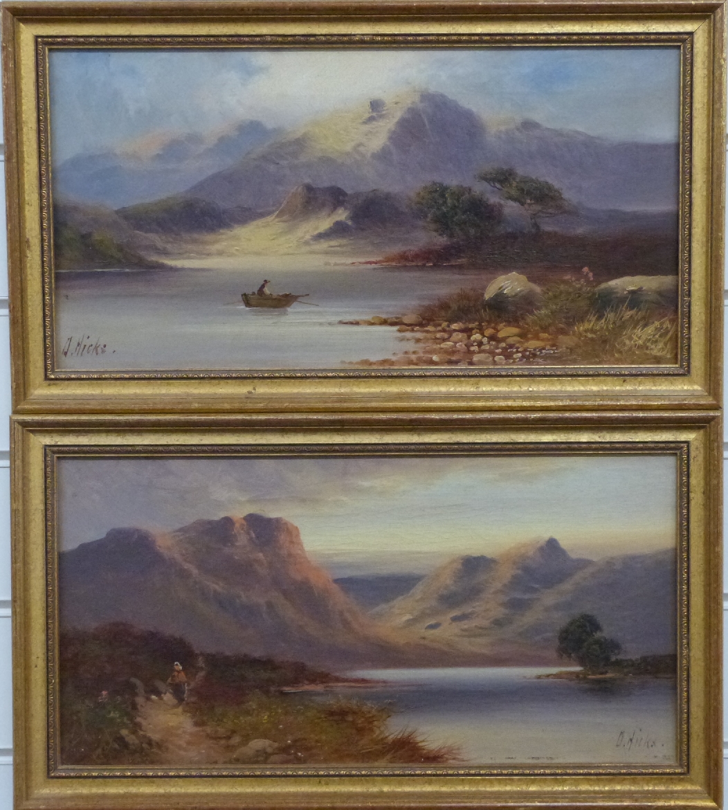 David Hicks (active 1885-1890) pair of oils on canvas, Highland loch and mountain scenes, each 20