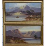 David Hicks (active 1885-1890) pair of oils on canvas, Highland loch and mountain scenes, each 20
