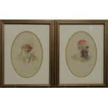 Pair of 19th/20thC watercolours of Eastern figures possibly Afghan, signed indistinctly possibly