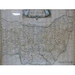 Robert Morden 18th century map of Suffolk, 37 x 43cm